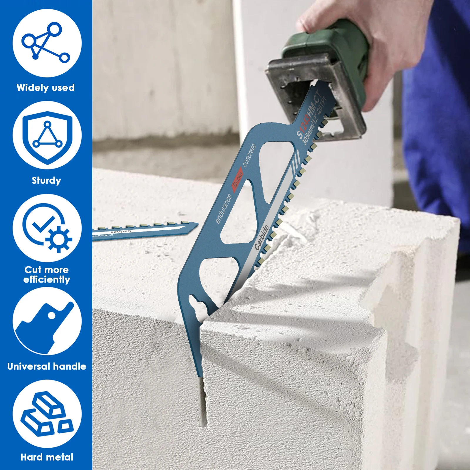 10/12/18/20 بوصة الترددية المنشار بليد العالمي قطع Recip Sabre شفرة المنشار سبائك الصلب الأحمر الطوب قطع الخرسانة شفرة المنشار