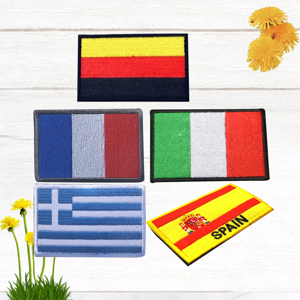 

5 Pcs Badges Embroidery Armband Patches National Flag Theme Fabric DIY Badge Accessories Cloth Paste Badge Accessories