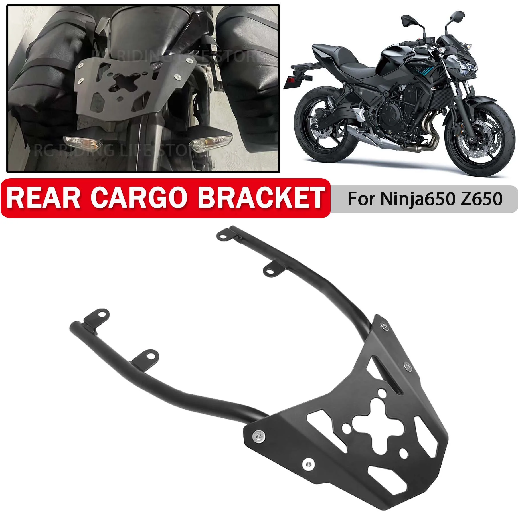 

Rear Tail Rack Top Case Box Holder For Kawasaki Z650 Z 650 Z 650Z For Ninja 650 2017-2023 2024 Luggage Bracket Cargo Support