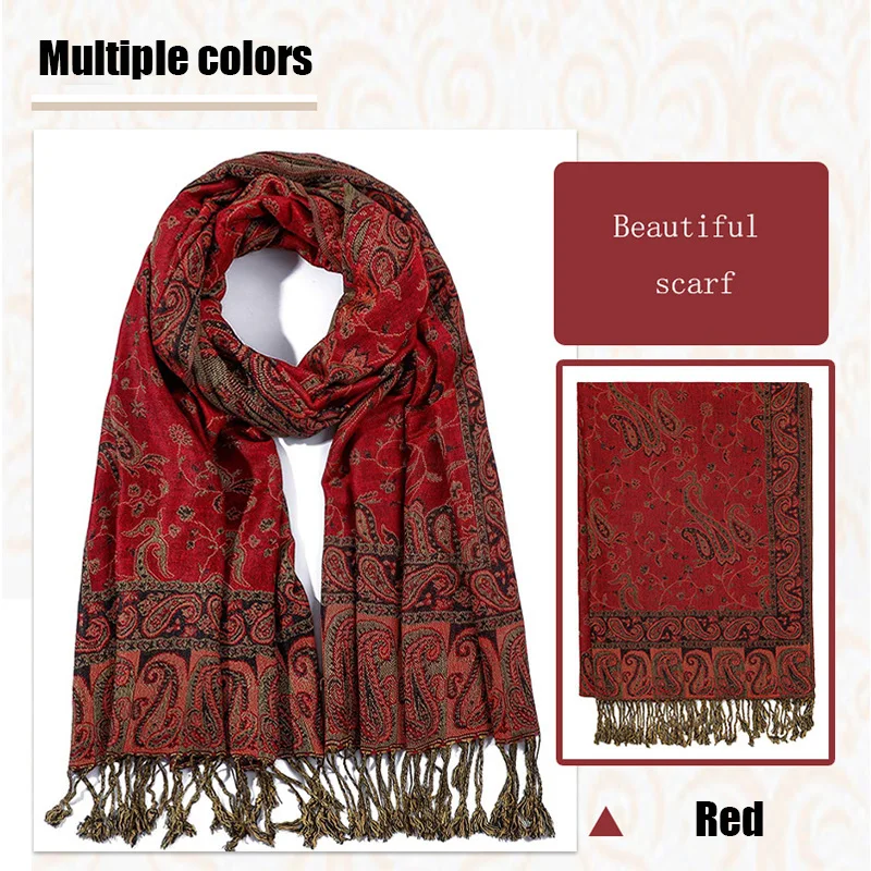 Ladies Elegant Shawls Turban Headscarf Head Wraps Paisley Embroidery Hijab Scarf Retro Cashew Cotton Muslim Scarves Wraps Luxury