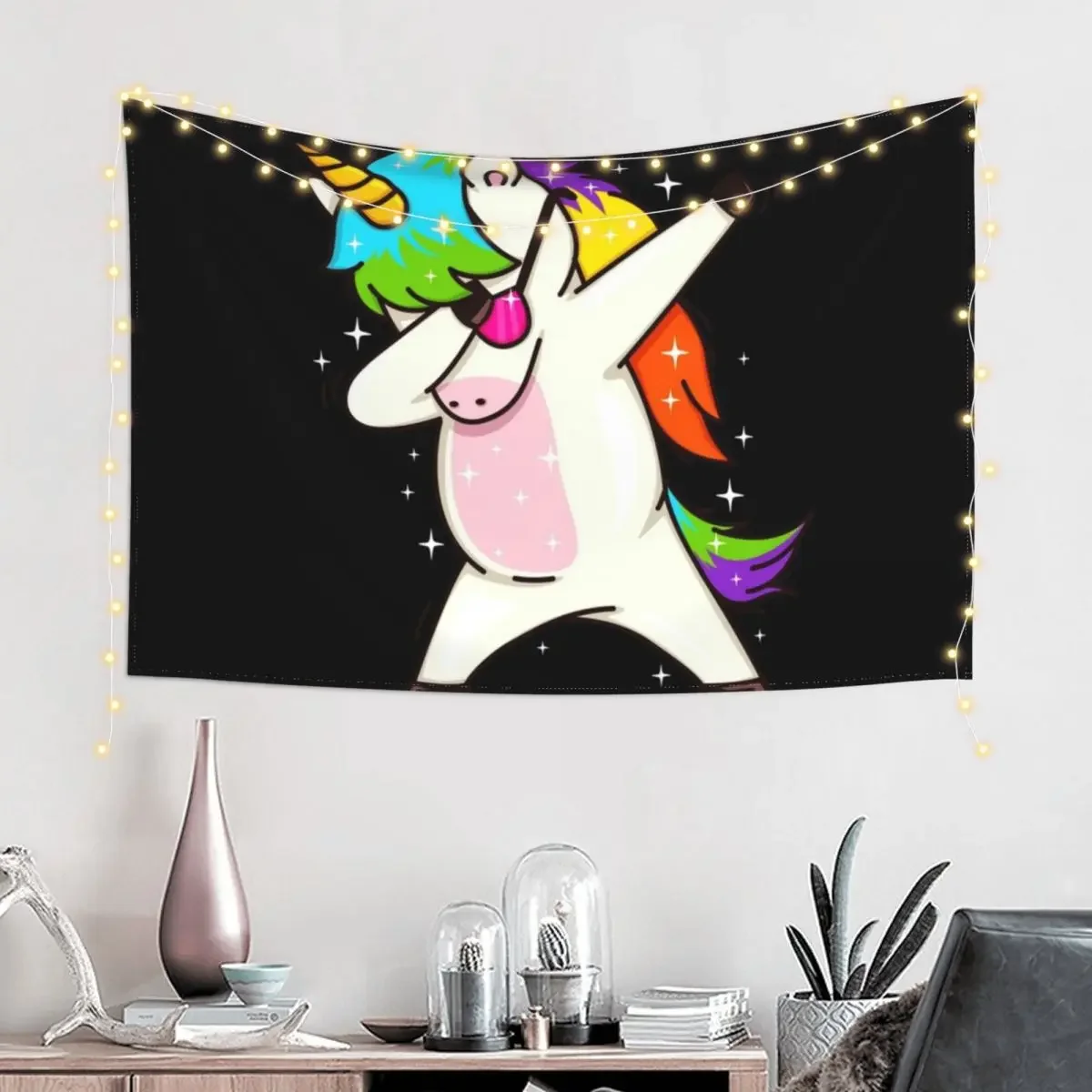 Dabbing Unicorn Dab Dance Tapestry For Bedroom Aesthetics For Room Custom Tapestry