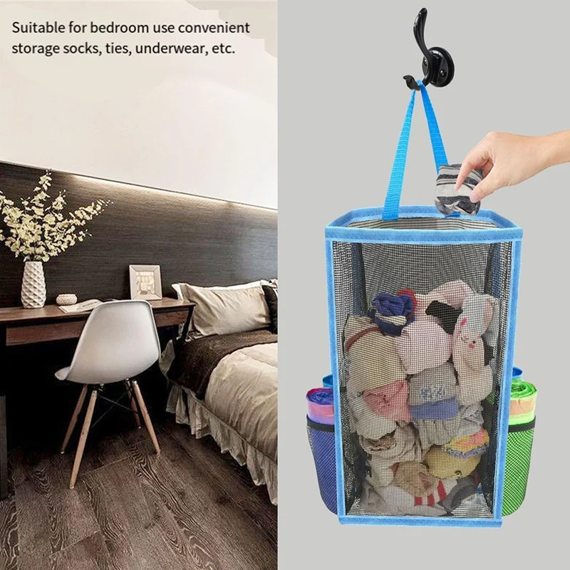 Hanging Breathable Plastic Grid Garbage Bag Socks Sundries Storage Organizers Kitchen Bathroom Storage Bag