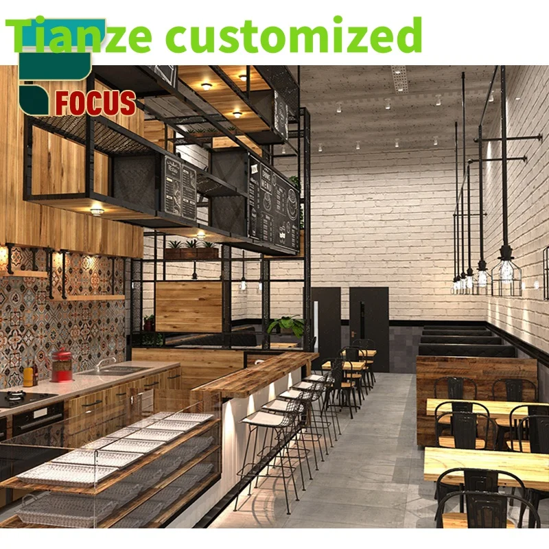 

{Customized} bubble tea bar led counter Design Cafe shop table sofa set supply stylish coffee shop display equipment