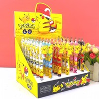 12pcs/lot Creative Pokemon Press Gel Pen Acrylic Pikachu 0.5mm Black Ink Signature Pens Promotional Gift Office School Supply