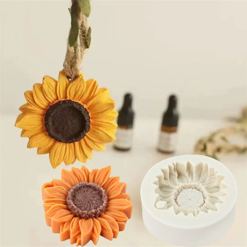 3D Sunflower Candle Mold Silicone Soap Gypsum Aromatherapy DIY Baking Tools Plaster Home Decor Clay Resin Art Crafts Bouquet