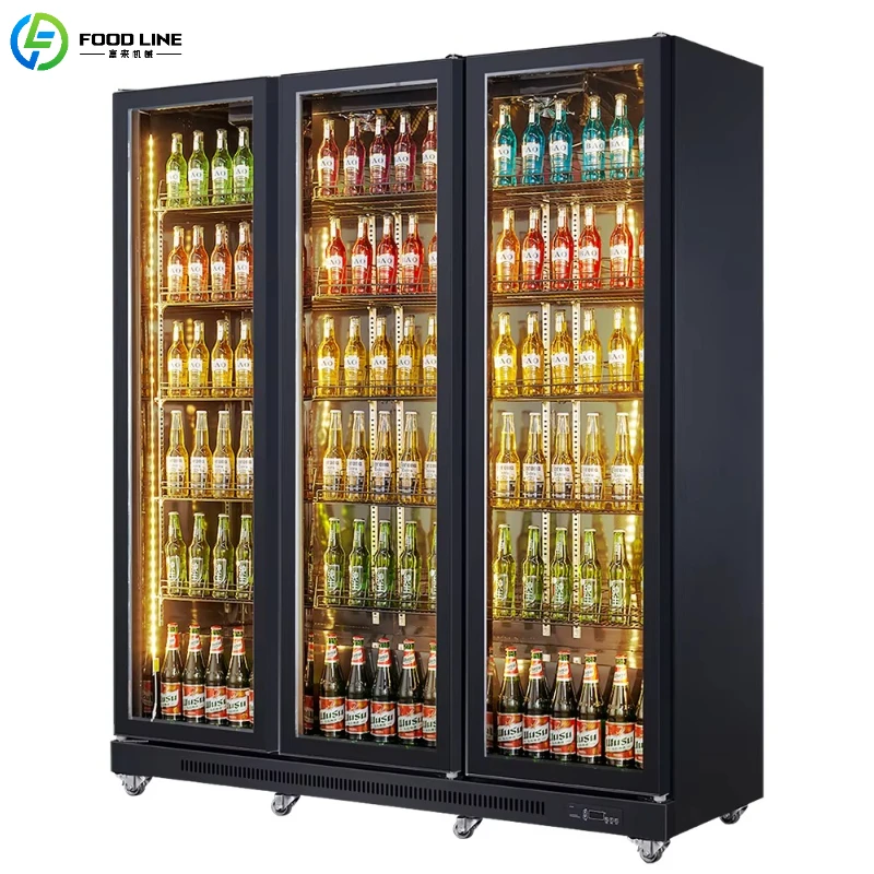 Customized Commercial Refrigerator Showcase Glass Door LED Light Beverage Display Cooler Equipment