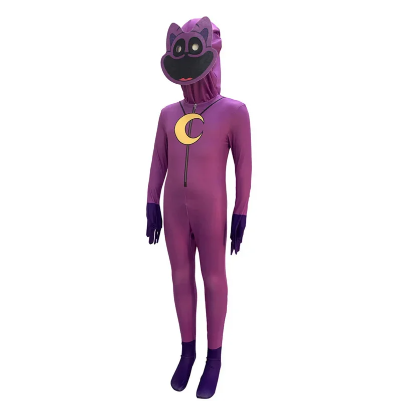 Horror Game Smiling Critters Cosplay Costume Purple Cat Jumpsuits Boy Girl Smiling Critters Kawaii Halloween Birthday Party Suit