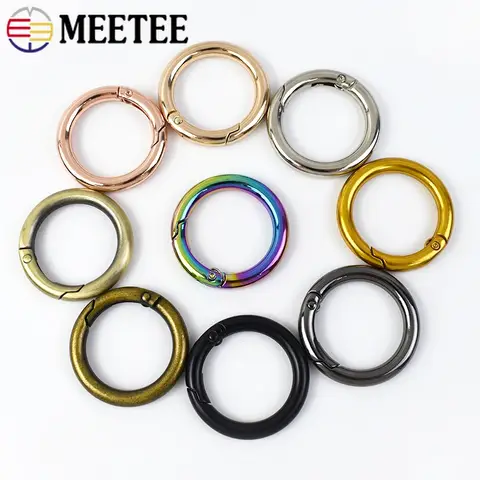 Spring Ring Hook 5/10Pcs Meetee 16/20/25/32/38mm Metal Spring O Ring Buckles Handbag Strap Connection Snap Hook Keychain Pet Collar Snaps Clamp
