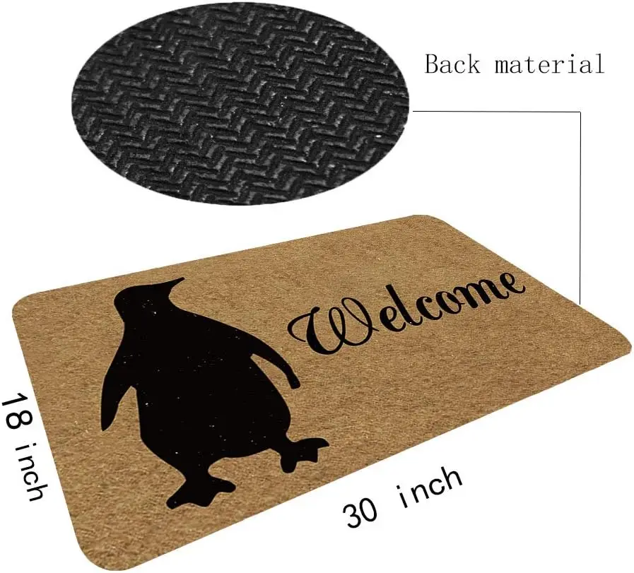 

Mat Welcome Penguin Door Mat Rubber Non-Slip Entrance Rug Floor Mat Balcony Mat Funny Home Decor Indoor Doormat 30 x 18 Inches