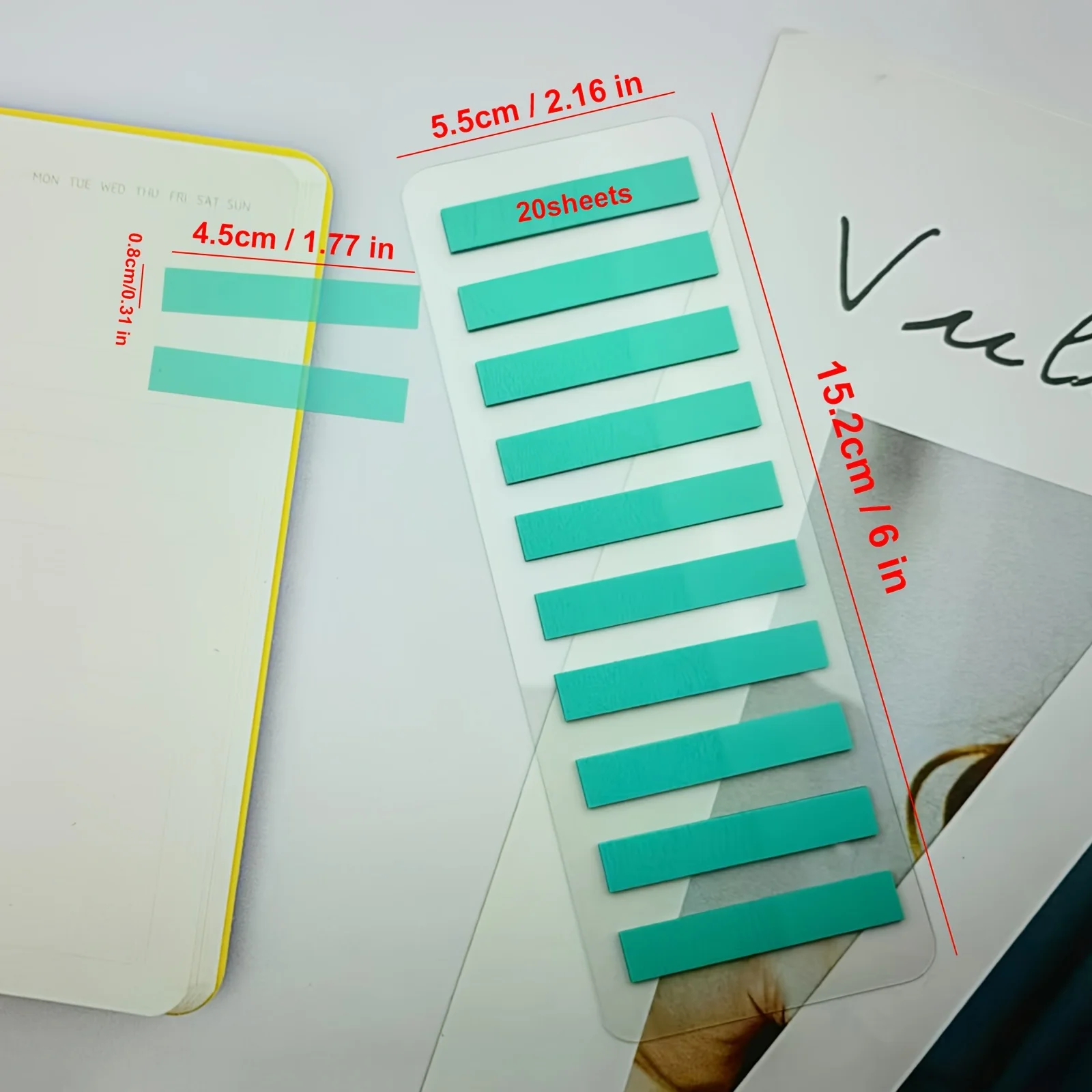 Fluorescent Transparent PET Sticky Tabs, Neon Solid Color Index Flags, Highlighter Page Markers for Students, Note Taking & File