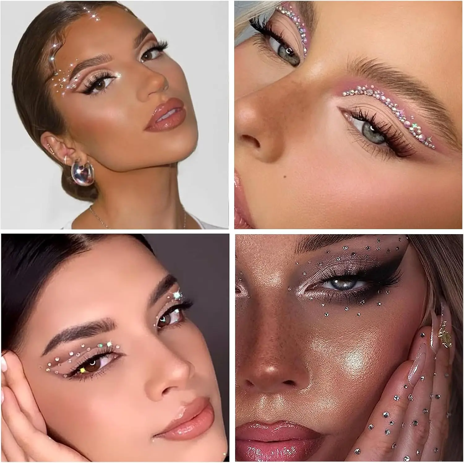 12Grids Clear Aurora Glass Nail Rhinestones +Tweezers Mixed Size Clear Nail Gems Decoration Super Sparkly Diamond Manicure Parts