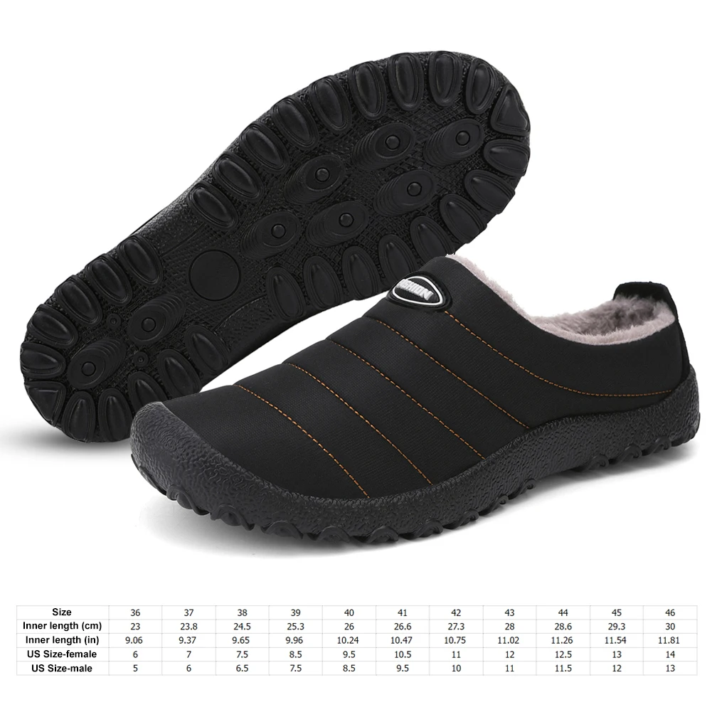 Waterproof Winter Warm Slippers Men Fuzzy Slip on Shoes Fur Lined Slippers Non Slip Furry Home Slippers for Indoor Outdoor