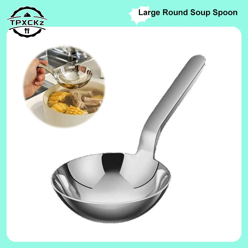 1 stück Kurzen Griff Große Ramen Bouillon Löffel 201 Edelstahl Vertiefen Esslöffel Suppe Schöpfen Küche Geschirr Kochen Utensilien
