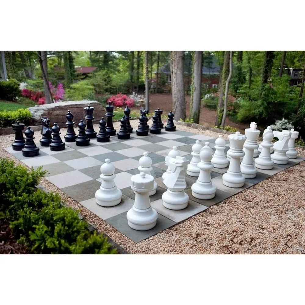 

Giant Oversized Premium Complete Set of Chess Pieces with 25 Inch Tall King - Black and White