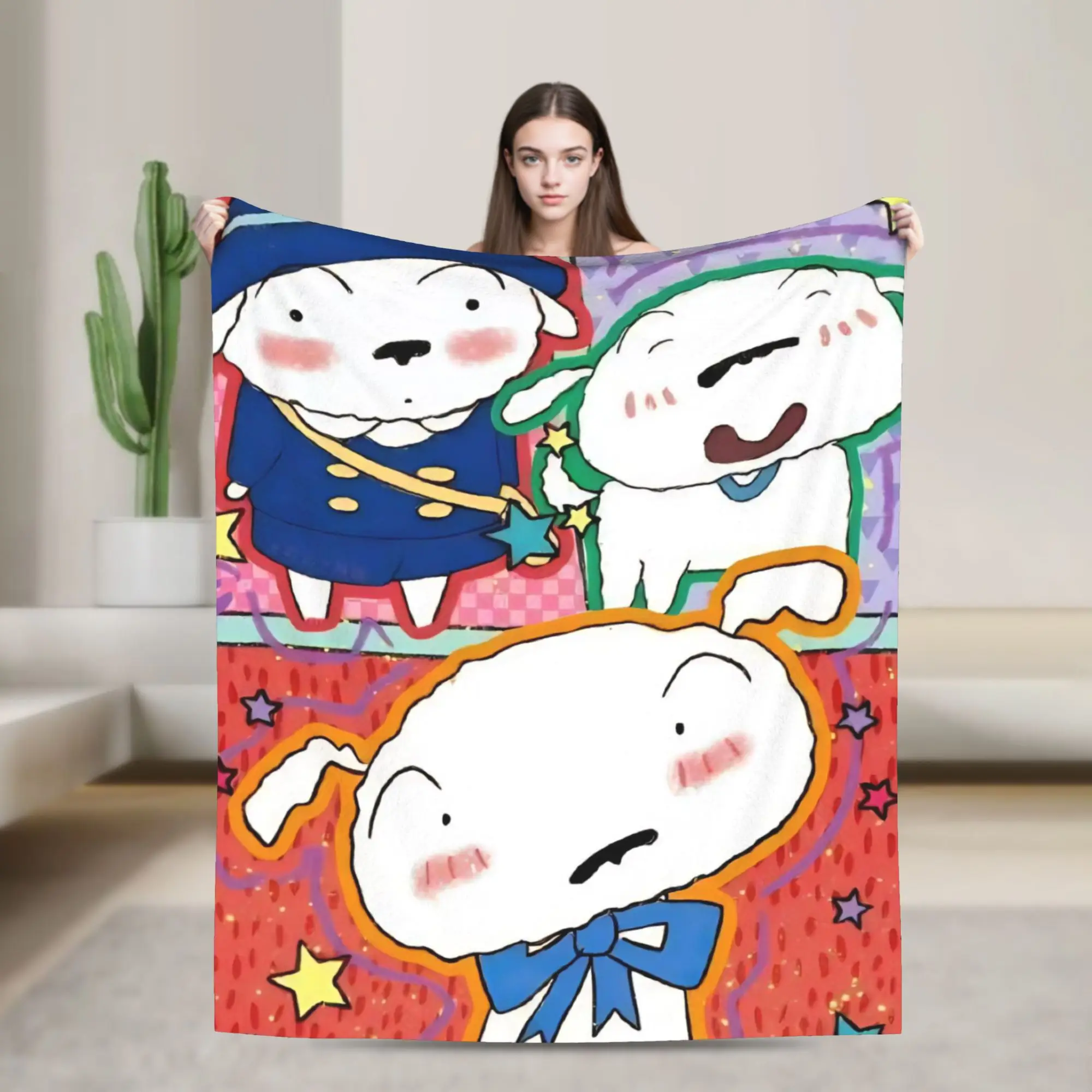 Shinchans Dog Lovely Puppy Blanket  Flannel Awesome Breathable Throw Blankets for Bedding Lounge Summer