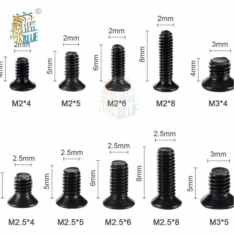 250Pcs/500Pcs M2 M2.5 M3 KM Screw Flat Head Phillips Screws Laptop Notebook Screws Set Kit for Computer Small Screw