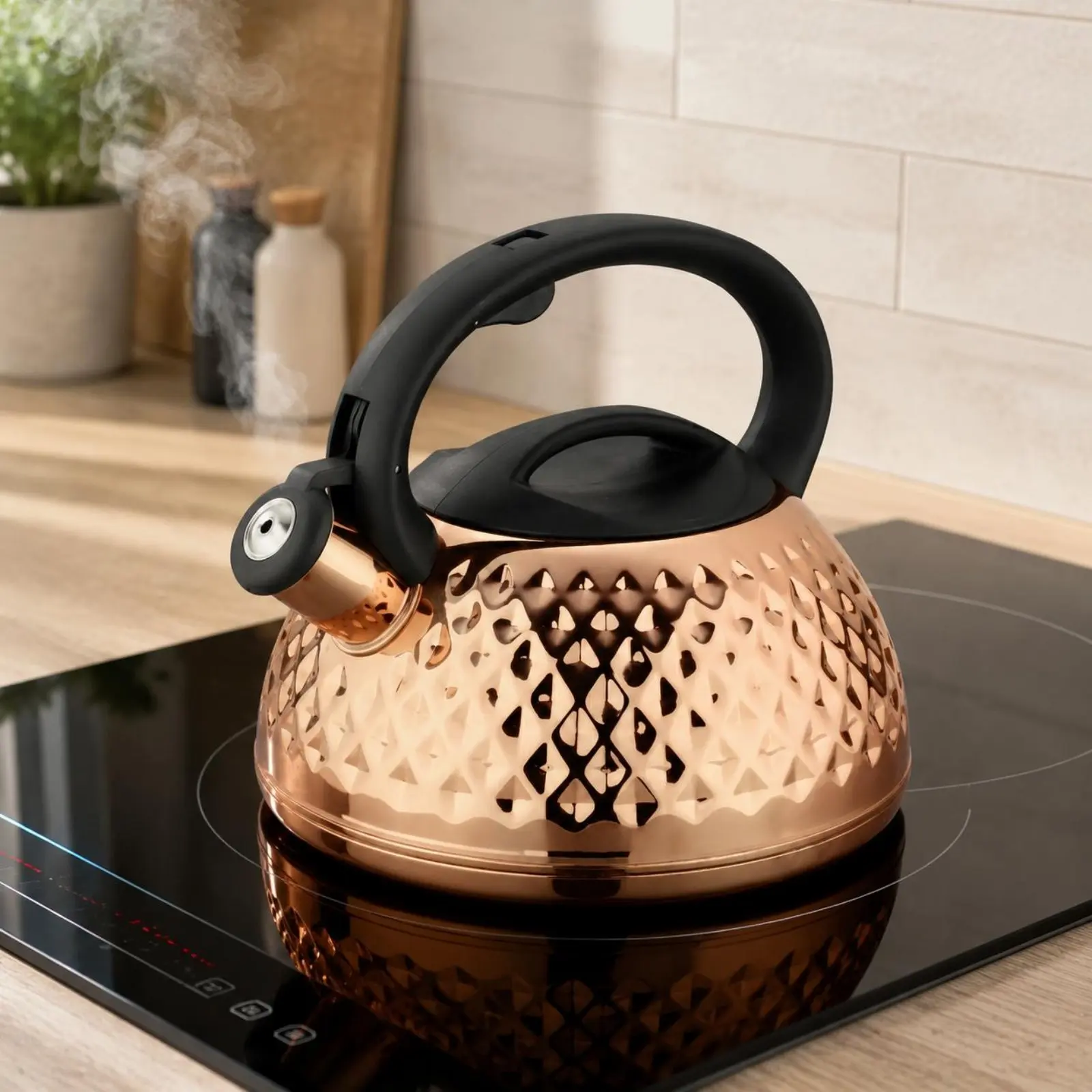 Stainless Steel Whistling Kettle Works on Gas Stoves Whistling Stovetop Tea Kettle Kitchenware Heat-Resistant Handle for Kitchen