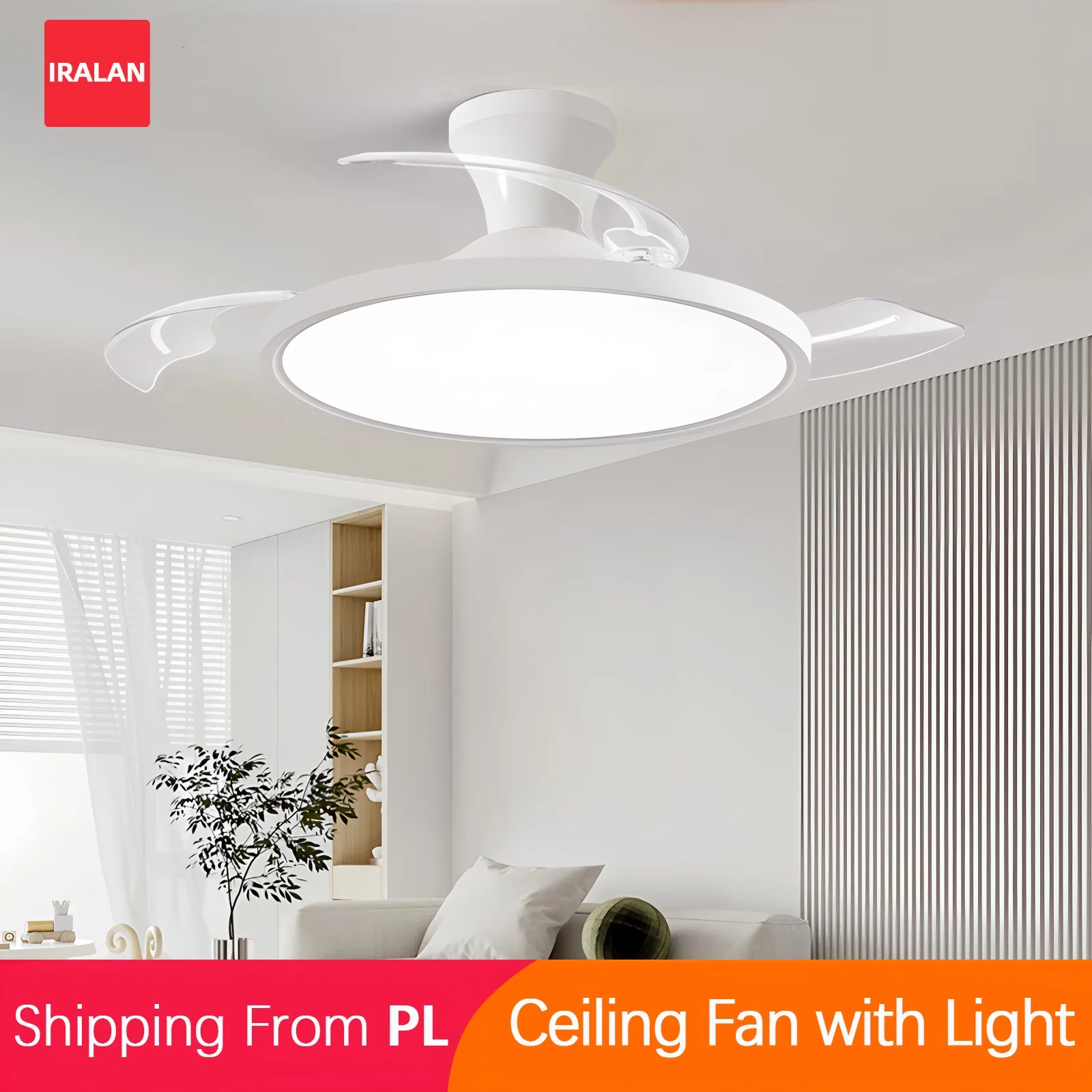 Leiser smarter Deckenventilator mit LED-Beleuchtung und App-Fernbedienung, 6-stufig dimmbar, einziehbarer elektrischer Ventilator, kühlende Sommer-Deckenleuchte mit Ventilator