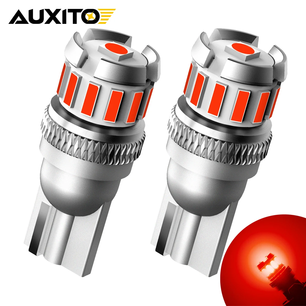 AUXITO 2Pcs Canbus T10 LED Red W5W LED Bulb No Error Car Interior Trunk Lights Side Marker License Plate Lamp White Yellow Blue