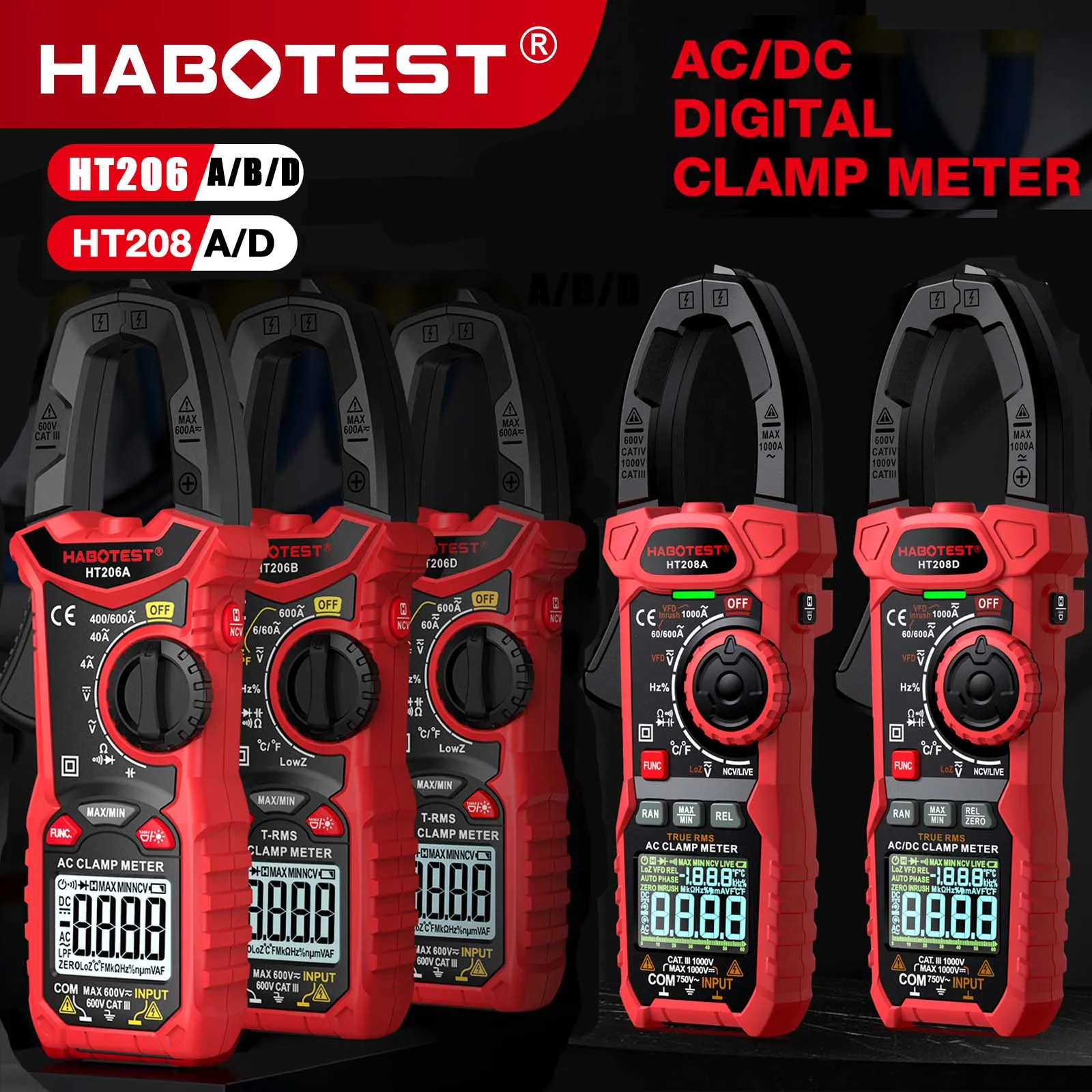 HABOTEST Digital Clamp Meter DC/AC Current 1000A Multimeter Ammeter Voltage Tester Car Amp Hz Capacitance NCV Ohm Test