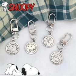 Snoopy Keychain Cartoon Titanium Steel School Bag Car Key Pendant Couple New Trinket Gift Keyrings DIY Handmade Jewelry Gift