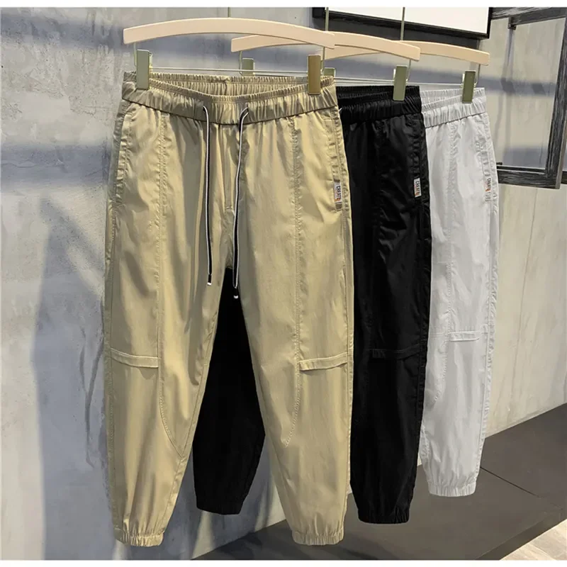 

Мужские повседневные дышащие брюки-карго с высокой талией, удлиненные, молодежные, в стиле Харадзюку, свободного кроя, с цветными вставками