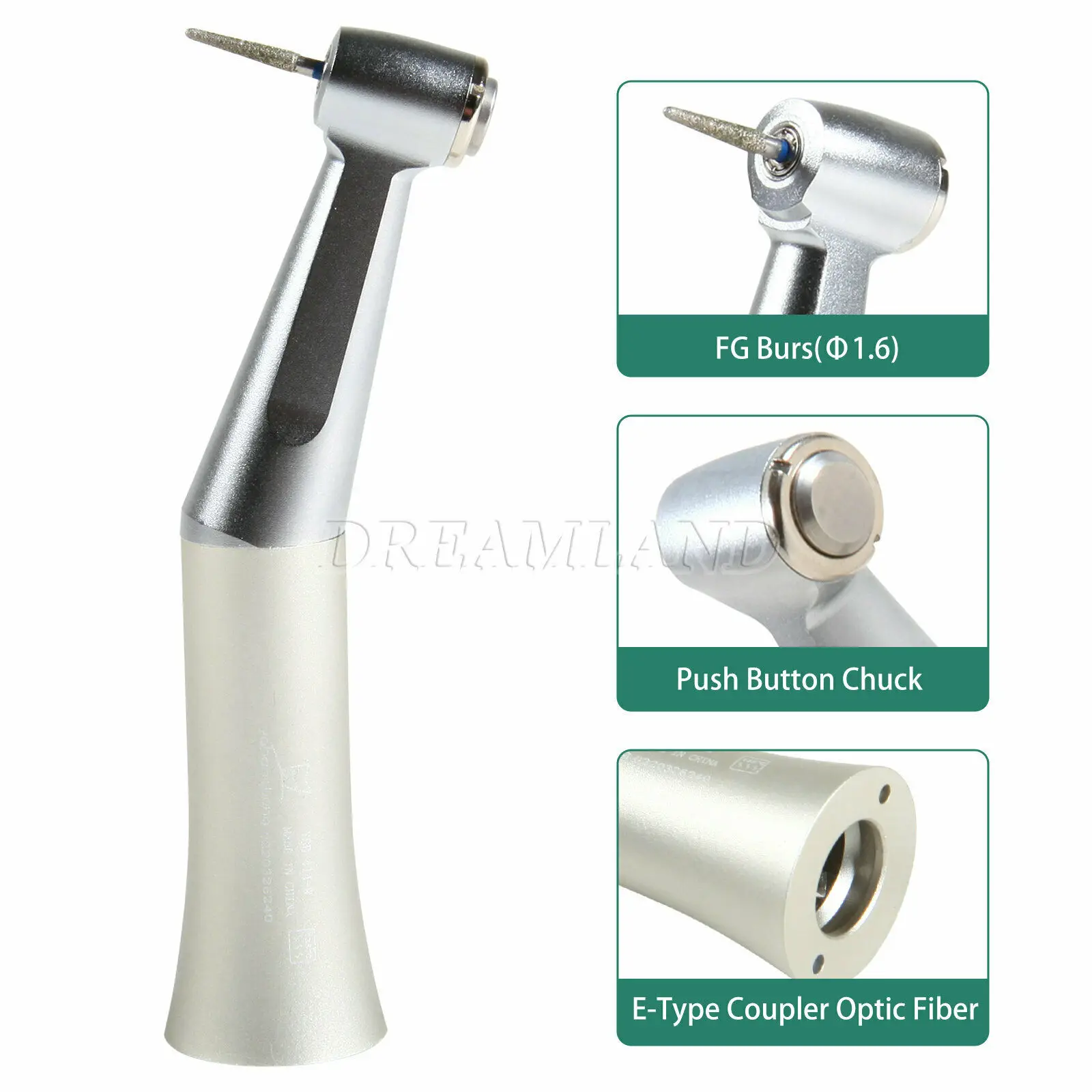 

NSK Style Dental Slow Speed E-type Contra Angle Handpiece Fit FG 1.6mm Burs Push Button