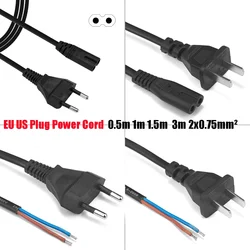 EU Pigtail Power Cord 220V Type C Plug Electric Cable 0.5m 1.5m 3m Euro Plug Power Supply Lead Cable For Extension Socket Lamps