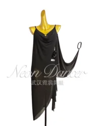 Neon Dancer New Women's Latin Dance Costume, Mesh Fabric Dress, Side High Slit Training Outfit, Rumba Dance Costume