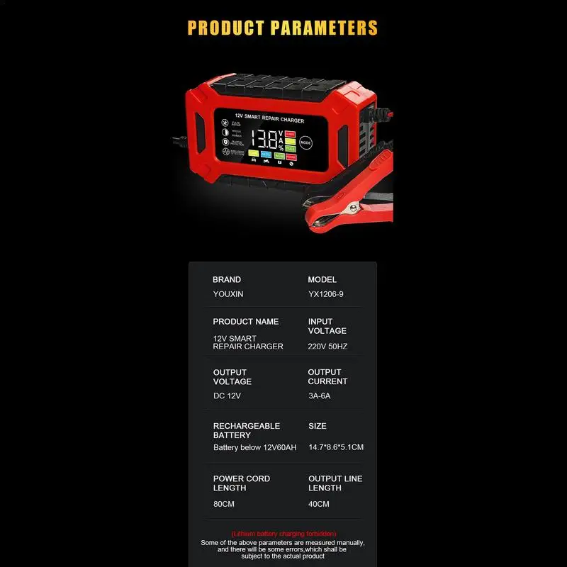 Chargeur de batterie intelligent entièrement automatique avec compensation de température, mainteneur de batterie, 12V, moto, voiture