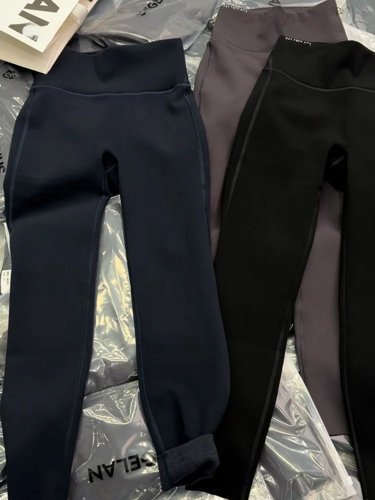 Thiened Fce 요가 바지 하이 웨이스트 나인 포인트 캐주얼 코튼 보팅 바지 슬리밍 효과 GGAO Poem Lan 2589