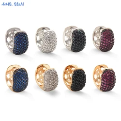 MHS.SUN Fashion Colorful Cubic Zirconia Hoop Earrings Delicate Hollow Gold Plated Women Accessories Elegant Party Jewelry