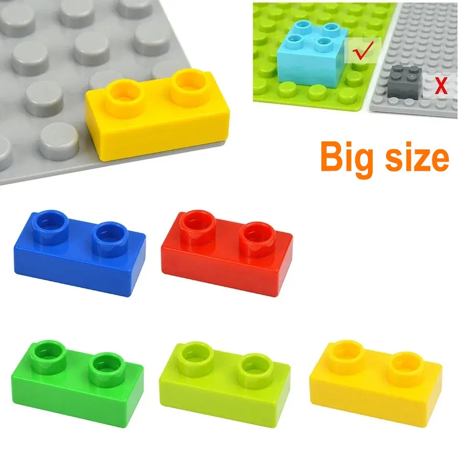 Groot Formaat Dunne Bouwsteen 1X2 Dots 5 Kleuren Assemblage Accessoires Verlichten Grote Stenen Compatibel Duco Kinderen Kinderen Speelgoed