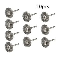 10pcs Wire Wheel Cup Brush Set Drill Polishing Tools 3mm Shank For Power Die Grinder Rotary Electric Abrasive Tool