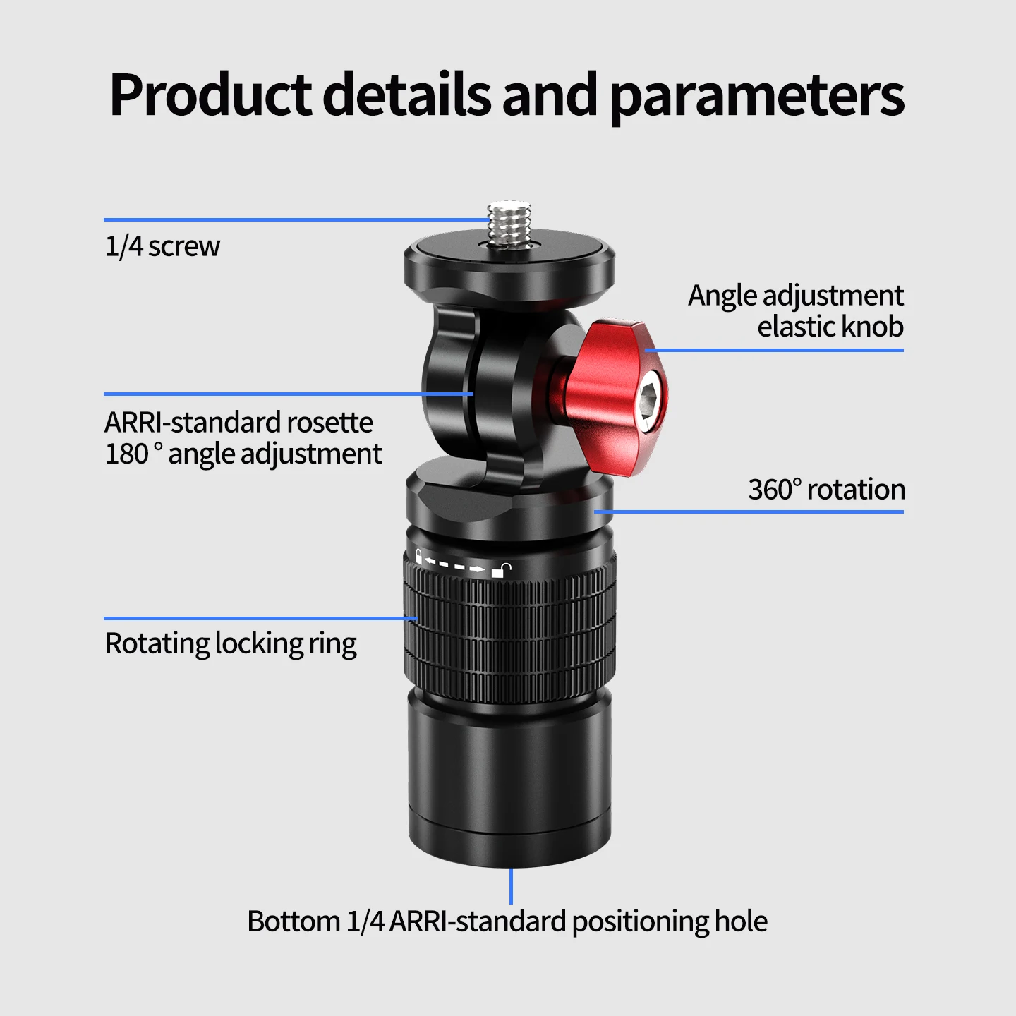 Motorrad-Lenkerhalterung C-Klemme Kamerahalterung Reibungsarm für Insta360 X5 DJI Osmo Action POV-Erweiterung – Detail 22