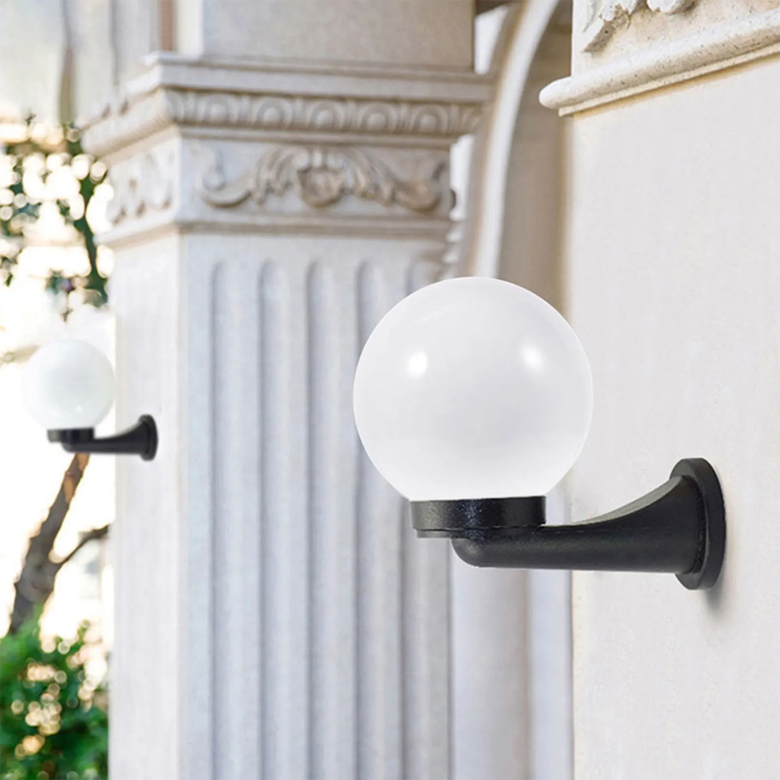 2Pcs Spherical Acrylic Lamp Shade Replacement Light Globe Cover Decorative Weather Resistant Lampshade for Patio Garden Street