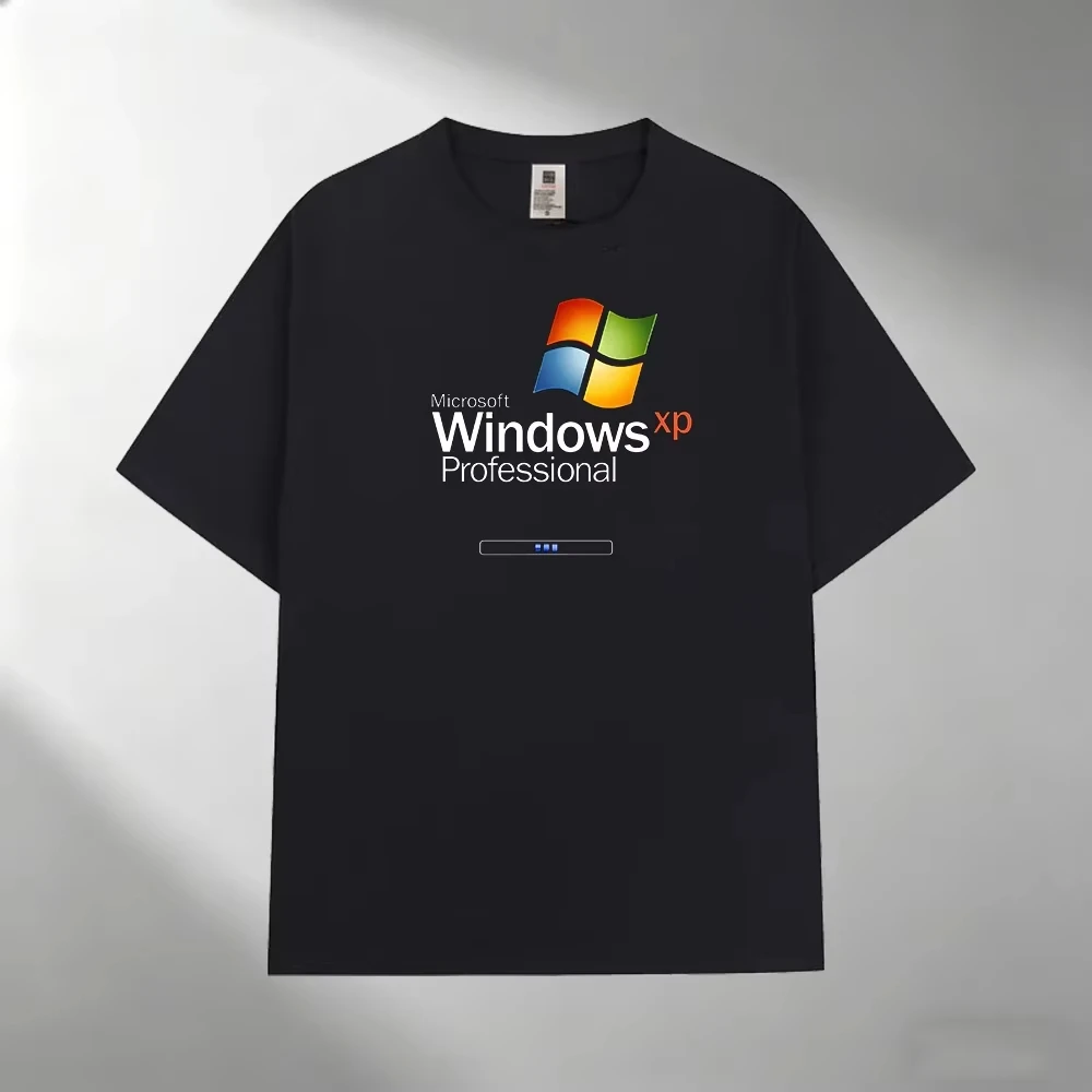 2026 Men's Cotton T-Shirt, Windows XP Professional Print Crew Neck Short Sleeve Casual Outdoor Tee
