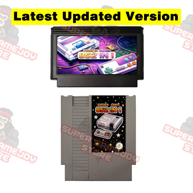 Versión actualizada más reciente, cartucho de juegos retro 60Pins 72Pins 852 en 1, 405+447 juegos clásicos de 8 bits, funciona con consolas FC y NES