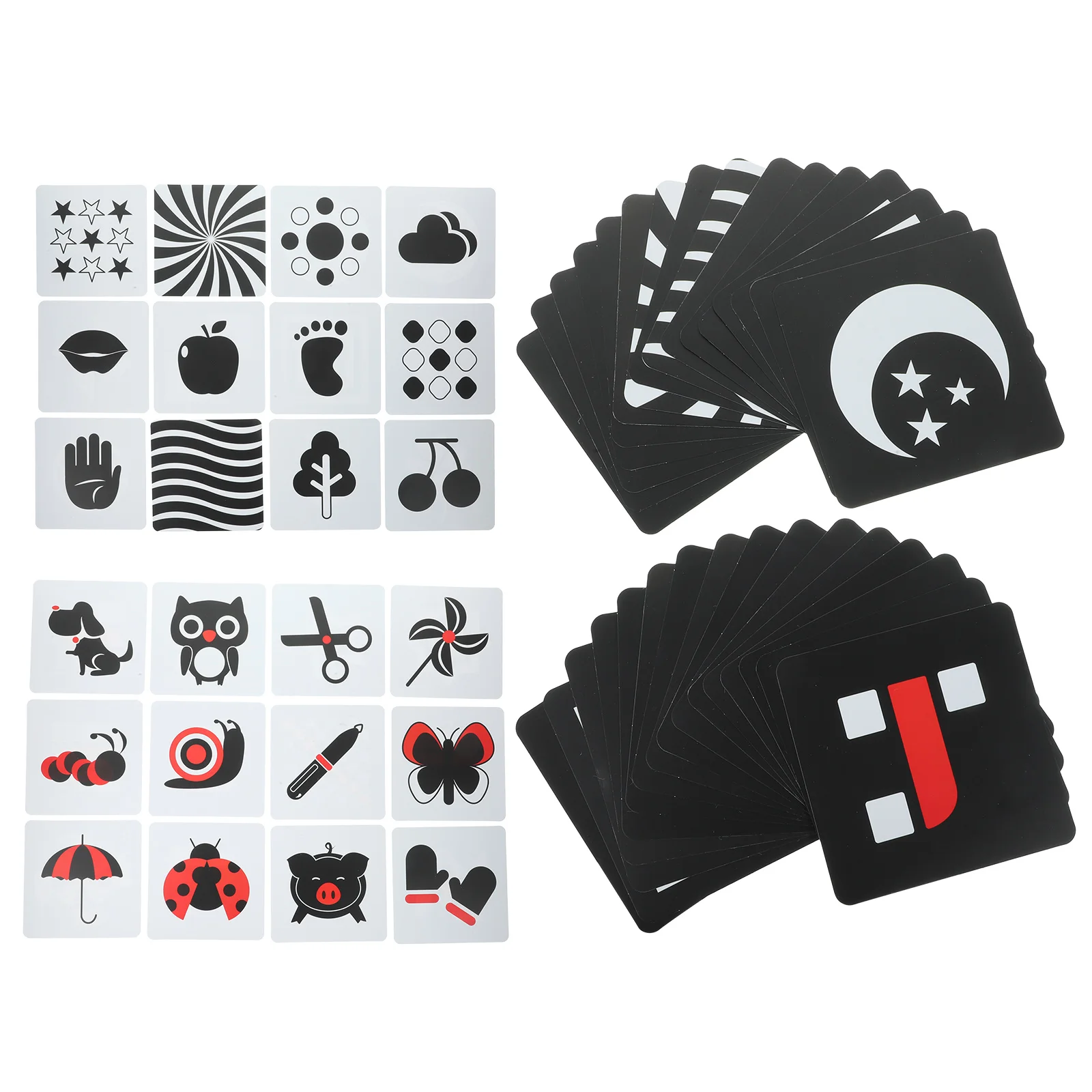 2 Sets Black and White Training Card Baby Toys 0-3 Months High Contrast Cards Infant Learning Activity for Infants 0-6 Paper