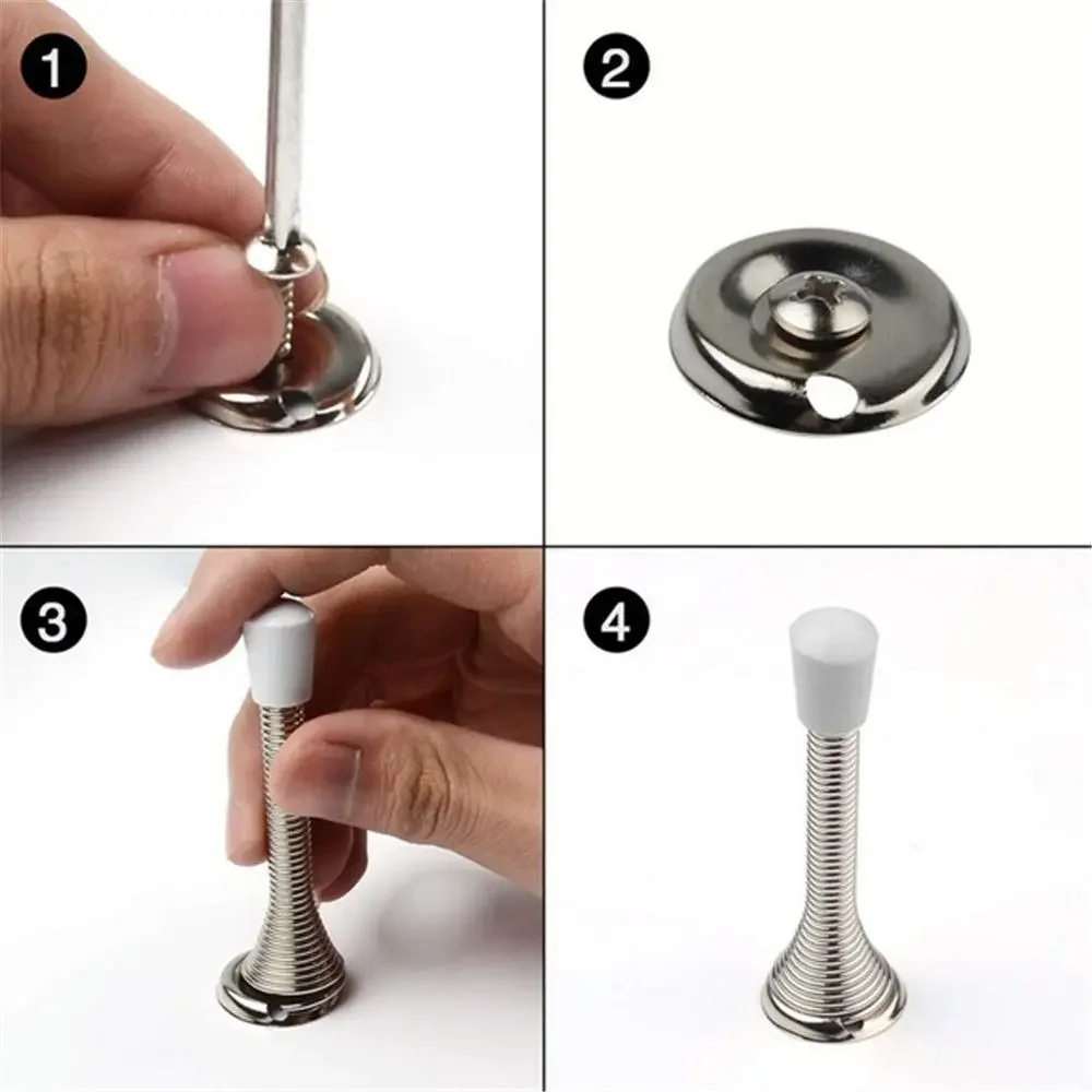 Iron Spring Door Stopper Door Stop Wall Decorative Door Stopper Protect Doors & Wall Household Anti-Collision Door Stopper image 3
