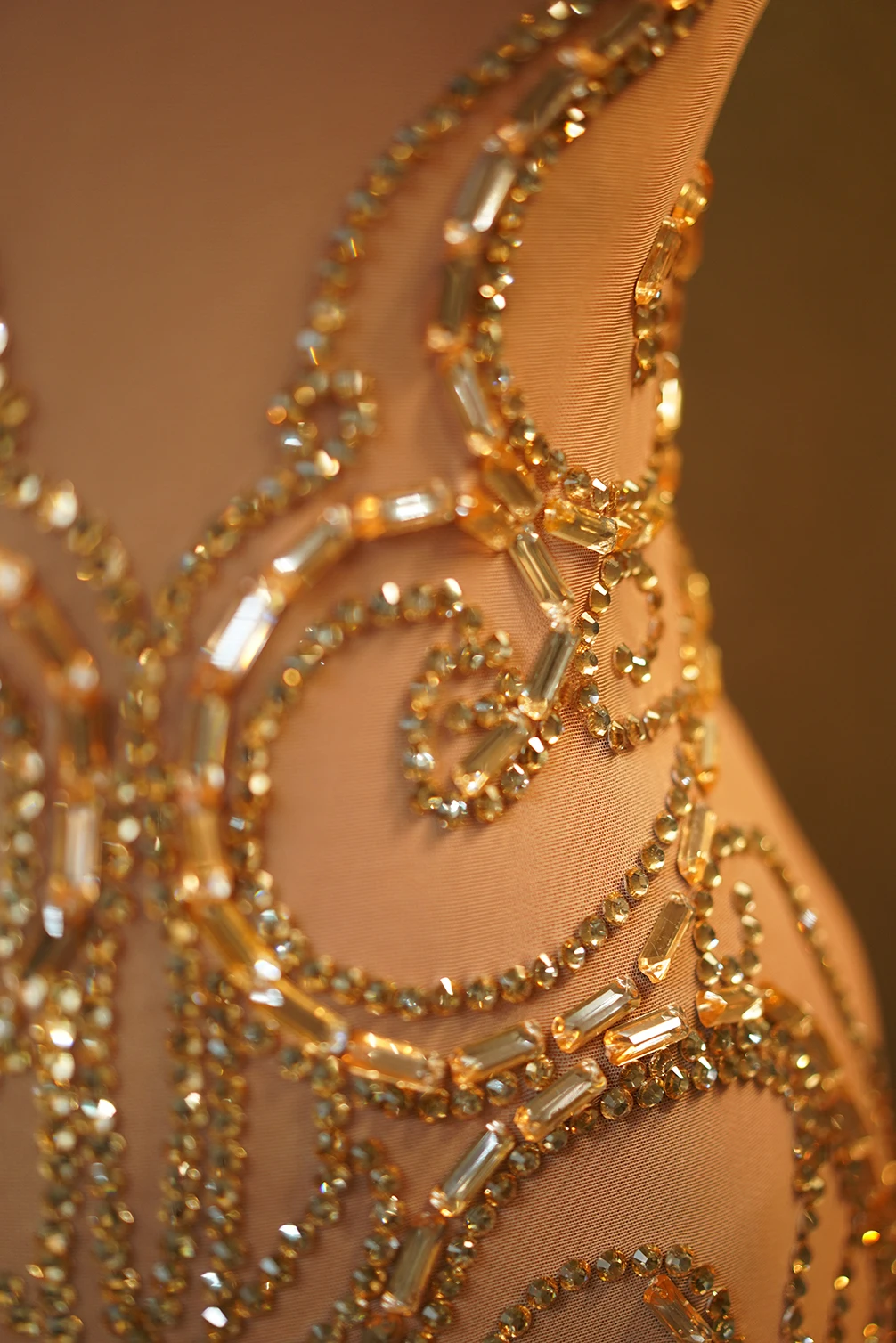 เซ็กซี่ Stage Sparkly Gold Rhinestone Bodysuits ผู้หญิง Clubwear ยืดลาก Queen เครื่องแต่งกาย Pole DancePerformance เสื้อผ้า Party Rave