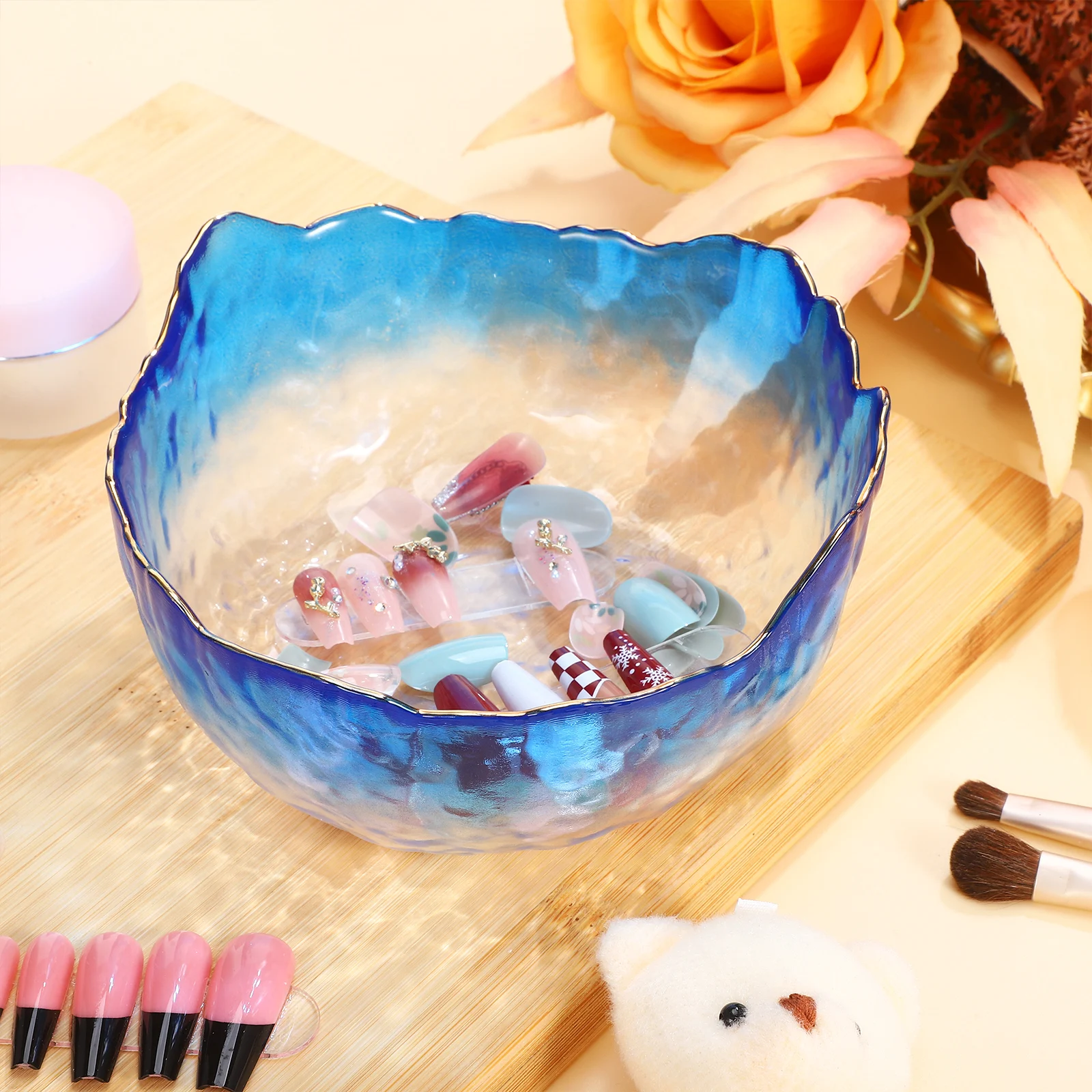 

with Cover Hand Soaking Bowl Manicure Finger Glass Nail for Cleaning under Nails