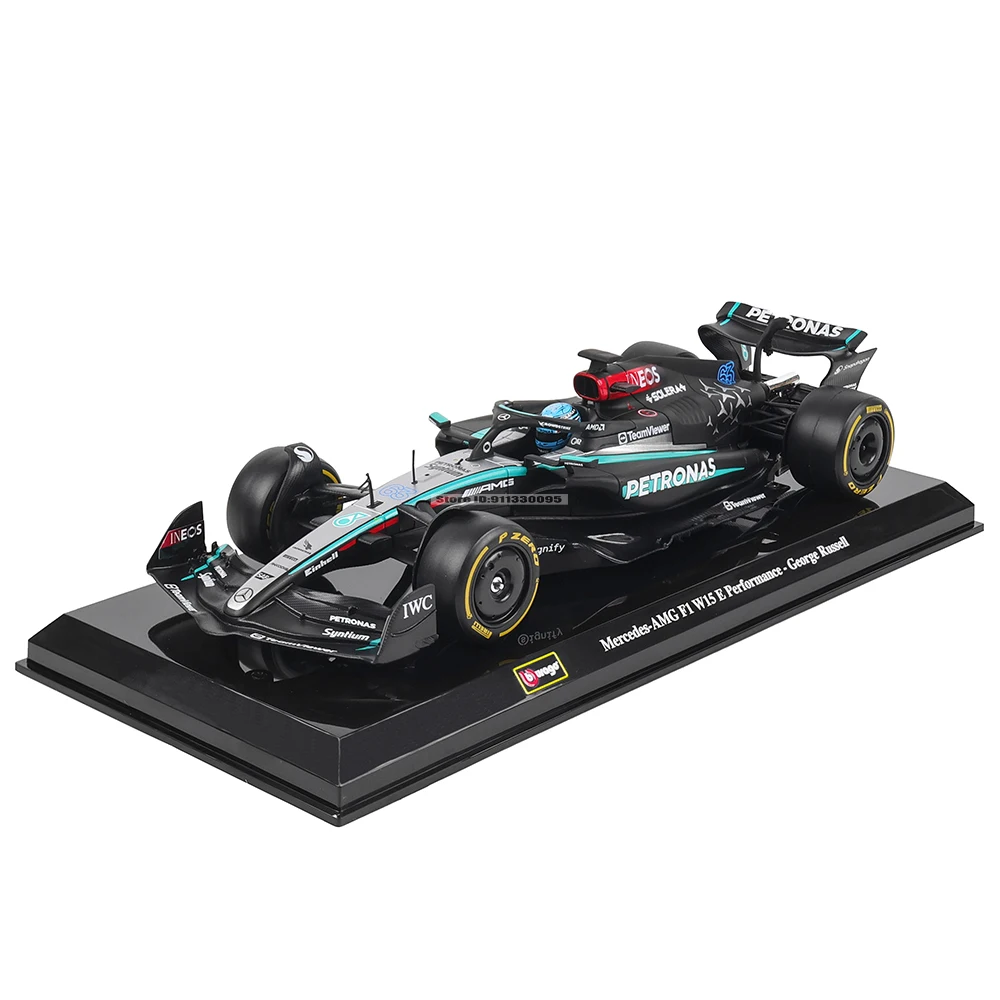 Bburago 1:24 2024 F1 فريق Mercedes-AMG Formula One # 44 لويس هاميلتون # 63 جورج راسل نموذج سيارة نموذج مجموعة لعبة هدية