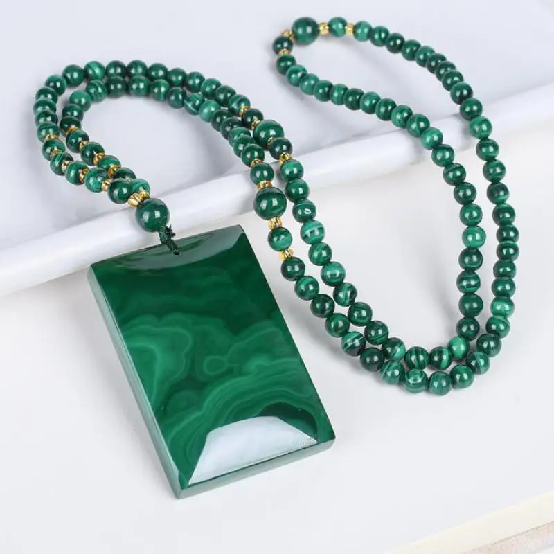 

Ожерелье из натурального малахита для мужчин и женщин, ювелирные изделия, натуральный зеленый малахит, драгоценный камень, камень павлина, пустой кулон, ожерелье