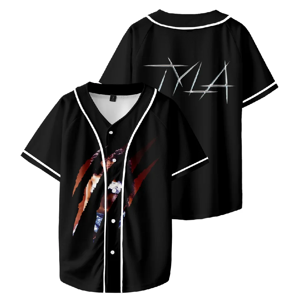 

Tyla Scratch Baseball Jersey Unisex Short Sleeve Tee Casual Streetwear Women Men Clothes