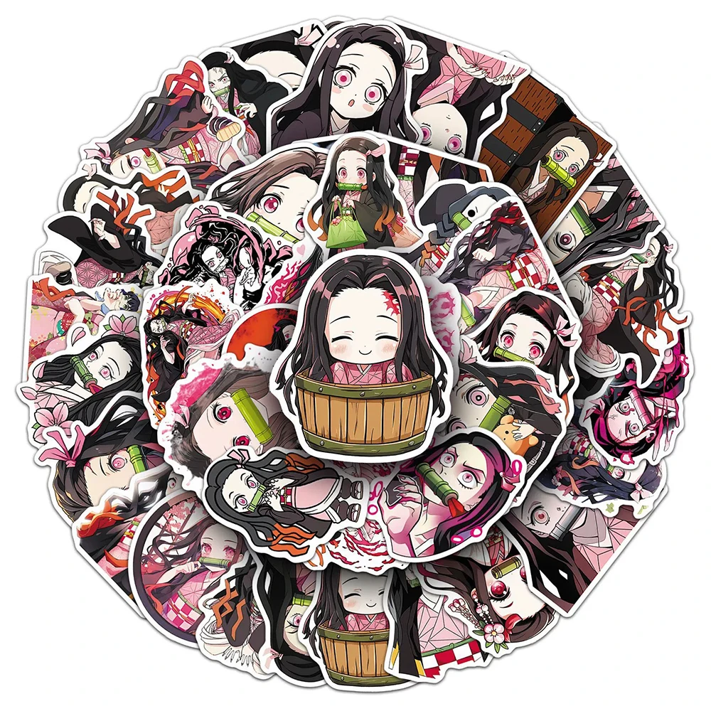 10/30/50 Stück Mädchen Kamado Nezuko Demon Slayer Aufkleber Anime Aufkleber DIY Computer Motorrad Laptop Gepäck Kawaii Cartoon Aufkleber