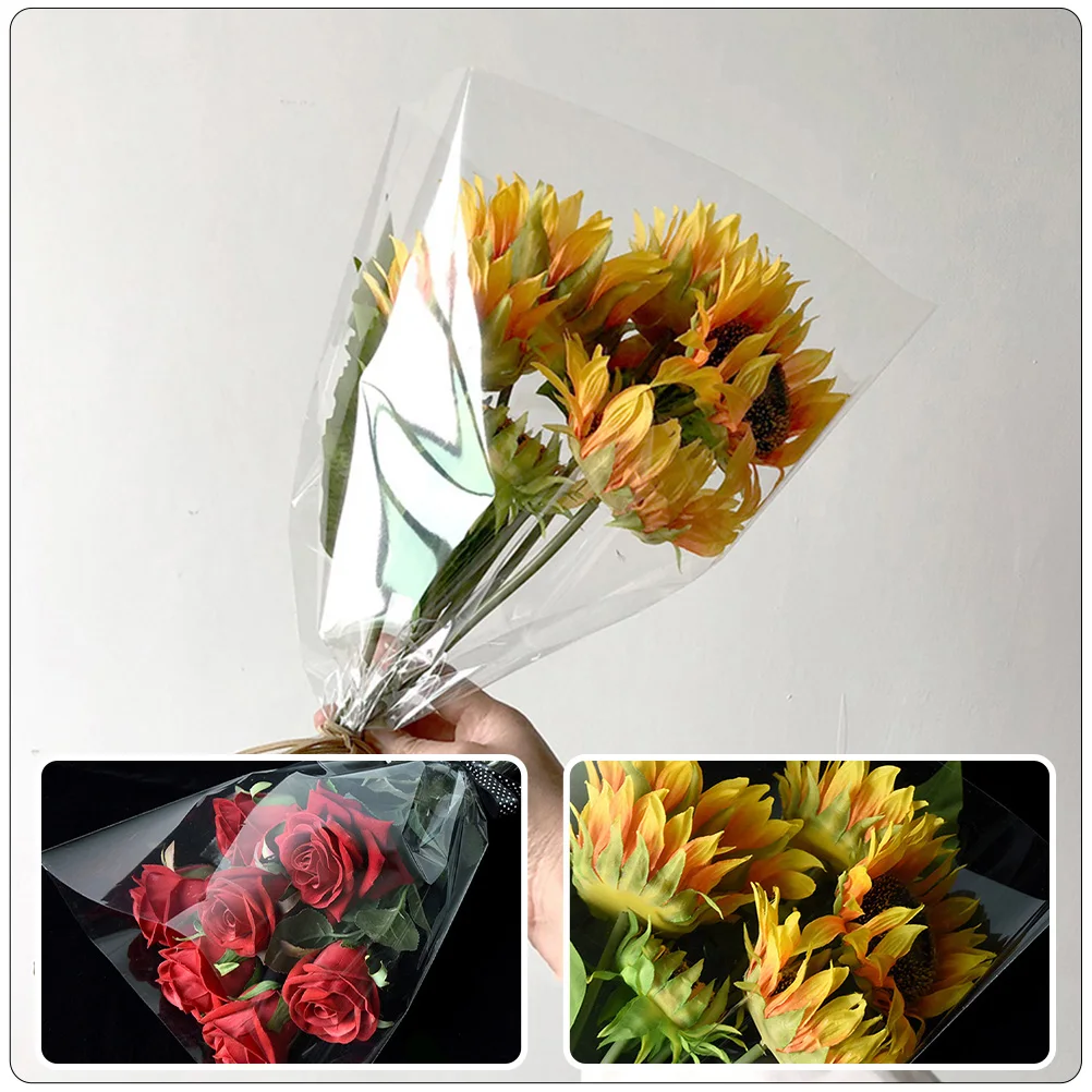 

50pcs BOPP Flower Packaging Bags Clear Decorative Wrapping Practical Packing Rose Gift Florist Bouquet Multi Stem Bags Storage