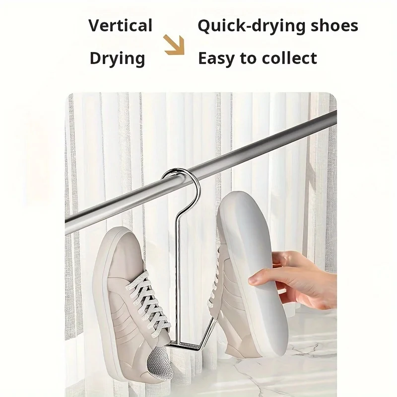 1/3pcs Stainless Steel Shoe Rack Hangers Metal Storage Box Space-Saving with Closet Hooks Silver Home Laundry Accessories image 4