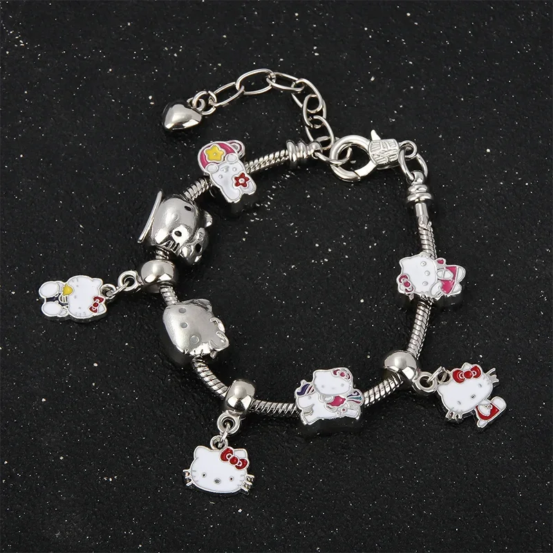 Hello Kitty Cartoon Metal Bracelet Cute Girl Detachable Diy Bracelet Fans Gift Cosplay Props for Women Jewelry Fashionable Gifts