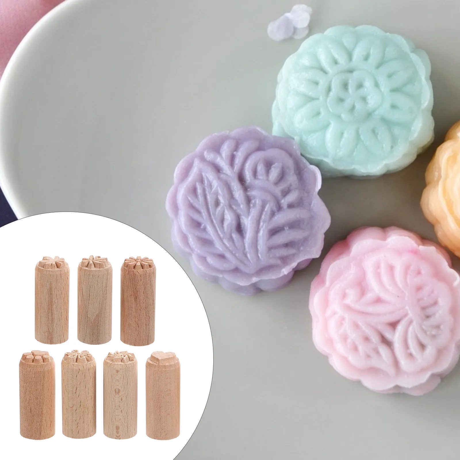 Wooden Pottery Stamp Set Natural Wood Stamps Column Clay Decorative Pumpkin Tools DIY Craft Accessories Wooden Pottery Stamp